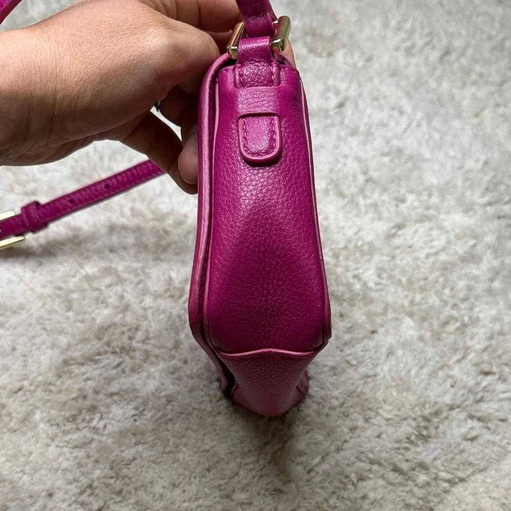 Tory Burch Fuchsia Landon Mini Pebbled Leather Crossbody